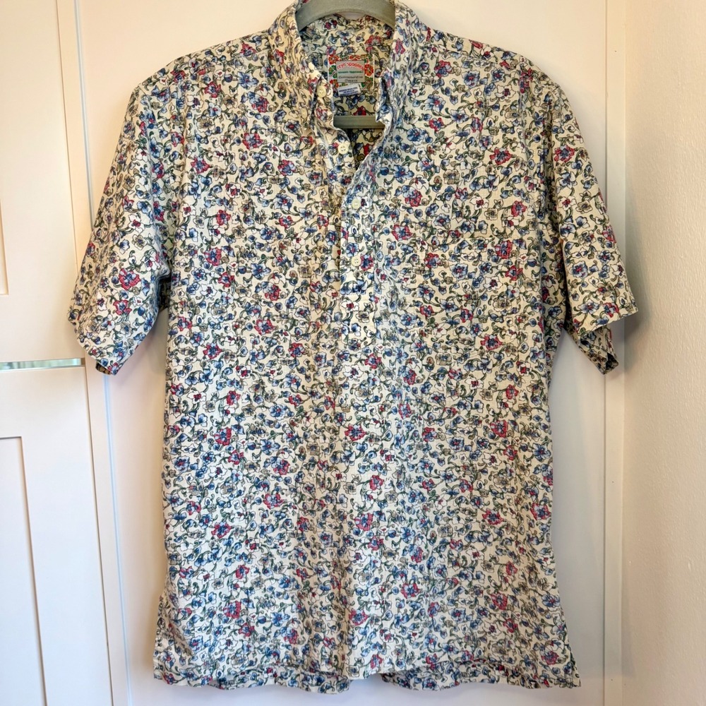 Reyn Spooner Men's Floral Polo Men's S Reverse‎ Print Hawaiian Vintage